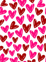 big red hearts doodle valentines day seamless patternsred vector heart background
