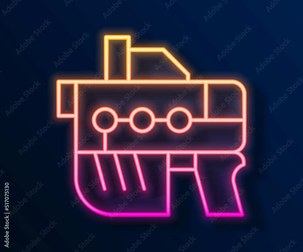 Wall mural Glowing neon line Futuristic space gun blaster icon isolated on black background. Laser Handgun. Alien Weapon. Vector