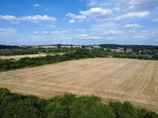 Obraz premium drone shot of crop and farming fields in the UK