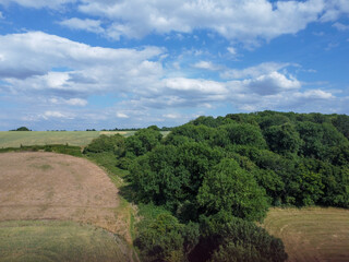 Fototapeta na wymiar Aerial view of farming fields in the UK Hertfordshire