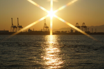 港湾の夕日