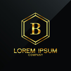 Letter B logo Alphabet logotype gold vector design