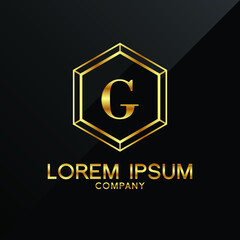 Letter G logo Alphabet logotype gold vector design