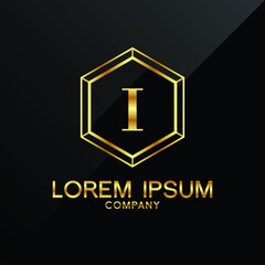 Letter I logo Alphabet logotype gold vector design