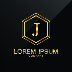 Letter J logo Alphabet logotype gold vector design