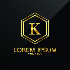 Letter K logo Alphabet logotype gold vector design