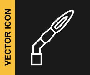 White line Welding torch icon isolated on black background. Vector