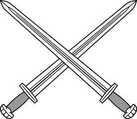 Isolated Crossed Viking Sword in Vector
