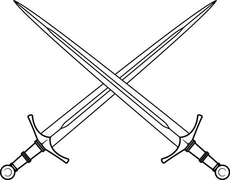 Isolated Crossed Broad Sword, Crossed Knight Sword in Vector