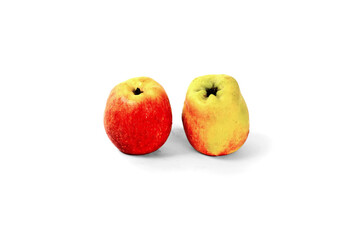 red yellow apple on white background
