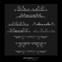 Art deco Art Nuevo DIY elegant elements vector elegant luxury set