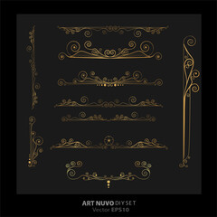 Art deco Art Nuevo DIY elegant elements vector elegant luxury set