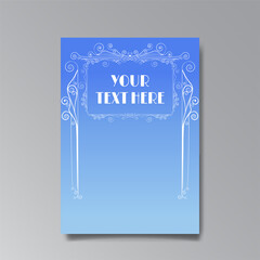 Art Nuevo template golden-black white, A4 page, card, invitation, floral lines and swirls ornament