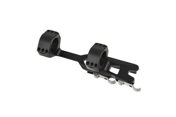 Quick disconnect mount made for holding a scope on a rifle isolated on white back. Quick Release Sniper Cantilever Scope Mount.