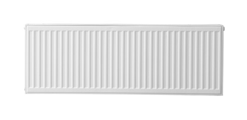 Modern panel radiator on white background. Heating system