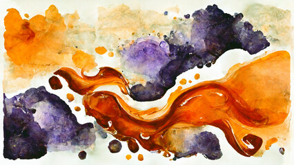 abstract watercolor background texture hand painted graphic resource color water drops burst deep purple orange sand multicolor banner wallpaper scan