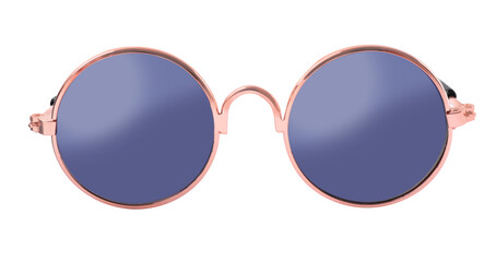 New stylish round sunglasses isolated on white