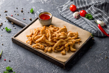 deep-fried chicken shavings with sweet chili sauce