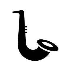Saxophone icon, full black. Suitable for website, content design, poster, banner, or video editing needs