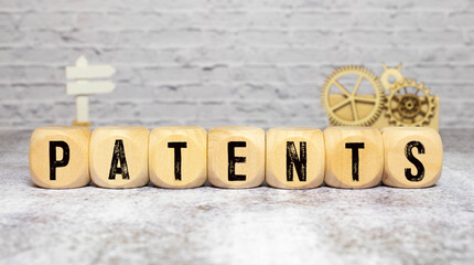 PATENT word made with wooden blocks, concept