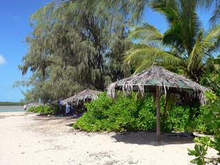 Huts on a beach at Low Isles in Far North Queensland, Australia