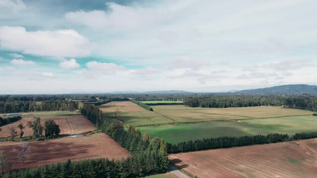 vista area campos hermosos con parcelas