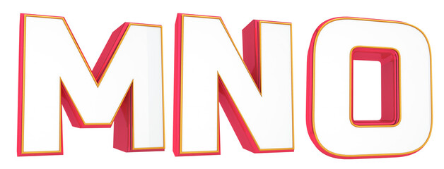 Fluorescent alphabet. Neon letters. Colors: pink, yellow and white. Path save.  Beautiful 3D illustration.