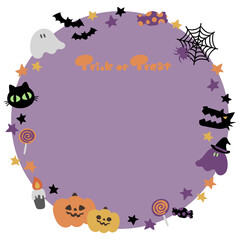 ハロウィン・トリックオアトリート　手描きイラストフレーム