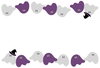ハロウィン　オバケ　手描きイラストフレーム