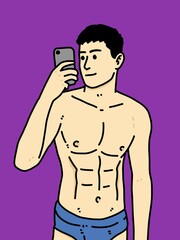 Fototapeta premium cute man cartoon on purple background