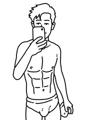 black and white of cute man cartoon for coloring