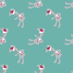Christmas seamless new year rabbit pattern for wrapping paper and clothes print and kids and gifts and fabrics
