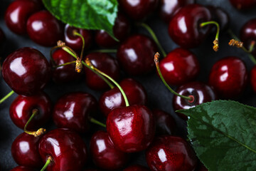 Ripe cherries as background, closeup