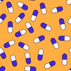 Medicine seamless pills pattern for kids and wrapping paper and clothes and packaging and fabrics