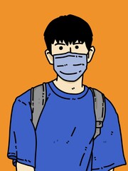 cute man cartoon on orange background