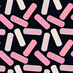 Medicine plaster seamless cartoon patch pattern for clothes print and wrapping paper and drugstore and kids