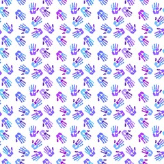 Handprint seamless team work pattern for school and kids and wrapping paper and notebooks and clothes print