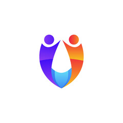 People shield logo design vector