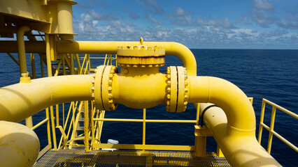 Oil and gas processing plant with pipe line valves.Steel pipelines and valves.Oil pipeline valves...