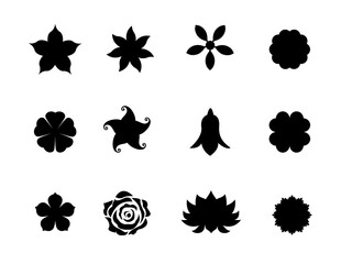 Set Of Simple Flower Silhouettes