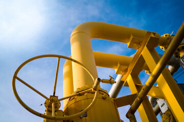 Oil and gas processing plant with pipe line valves.Steel pipelines and valves.Oil pipeline valves...