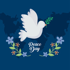 peace day lettering postcard