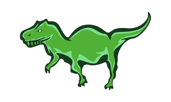 Dinosaur vector illustration in cartoon style with green color. 