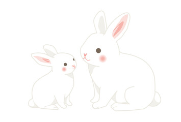 Obraz na płótnie Canvas シンプルな白ウサギの親子のイラスト