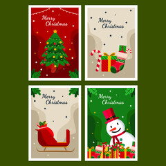 Merry Christmas greeting card design with colorful 3d elements like christmas tree, balls, lights and gift boxes for holiday season celebration. Vector