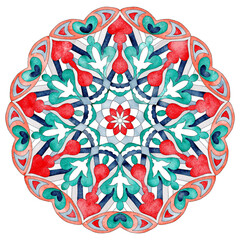 Watercolor Flower Mandala. Printable package decorative elements.	
