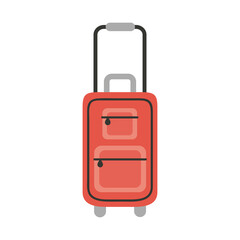 red suitcase with wheels