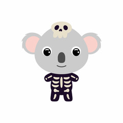 Cute little Halloween koala in a skeleton costume. Cartoon animal character for kids t-shirts, nursery decoration, baby shower, greeting card, invitation, house interior. Vector stock illustration