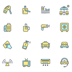 hotel service icons set . hotel service pack symbol vector elements for infographic web