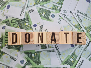 Euro donate donations to charity. Collecting money in EU for migrants